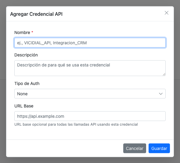 Create credential form